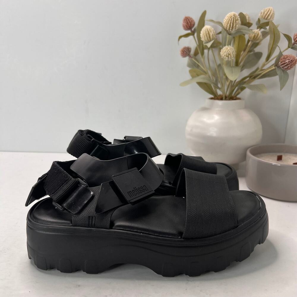 Melissa Kick Off Chunky Platform Sandals Black Women's 7 Bubblegum Scent